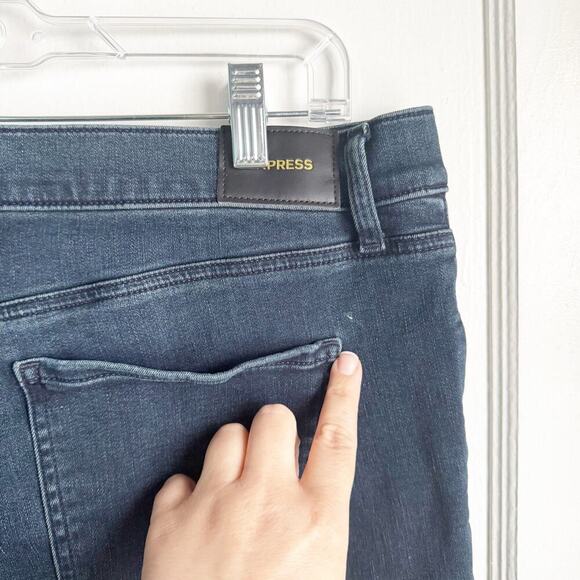 EXPRESS Conscious Edit Mid Rise Bootcut Stretch Size 16 Regular Darker Wash - Picture 11 of 11